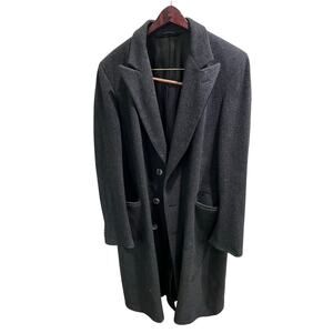 Vintage Christian Dior Men’s Overcoat 44L Pure Virgin Wool Charcoal Gray USA